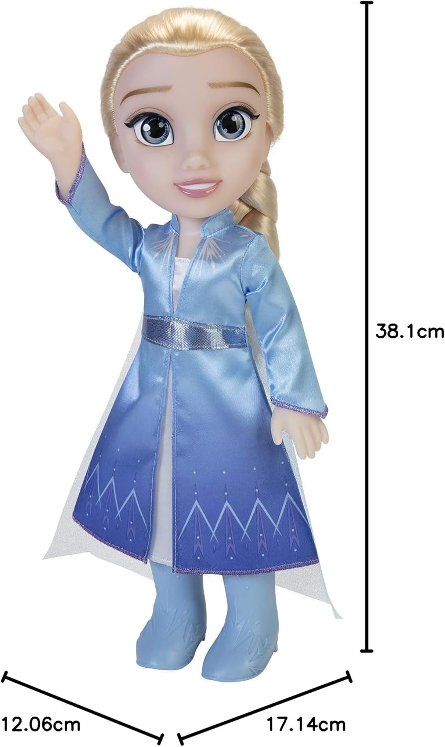 Disney Frozen 2 Elsa Travel Doll, bambola da 35 cm con abito ispirato al film cult, stivali e lunghi capelli intrecciati per un divertimento extra, per ragazze dai 3 anni in su