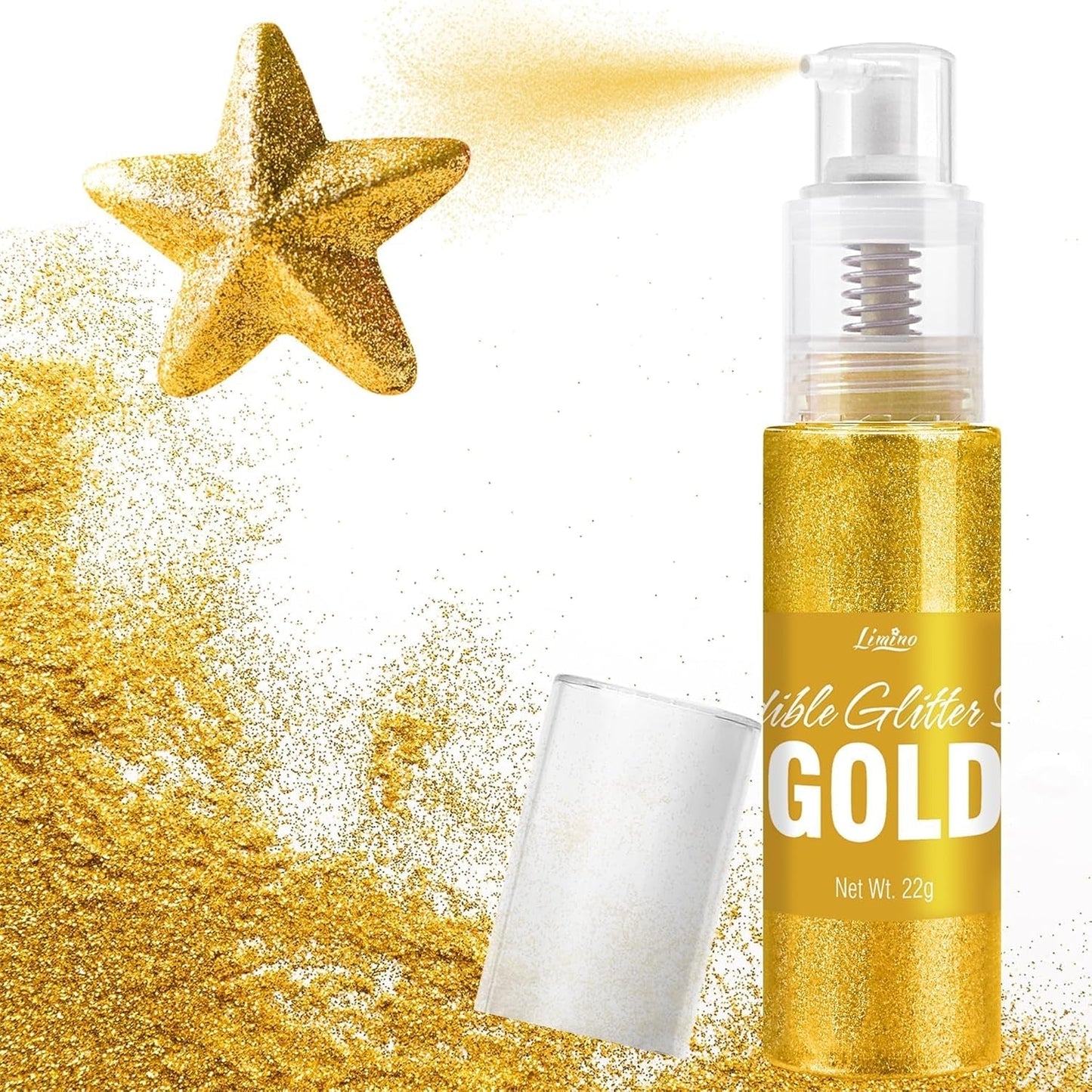 Spray commestibile glitter - Glitter commestibili 22G, polvere glitter commestibile per bevande, decorazioni per torte, macarons - Polvere glitter colorante alimentare, glitter commestibile per cocktail, muffin (Rosa)