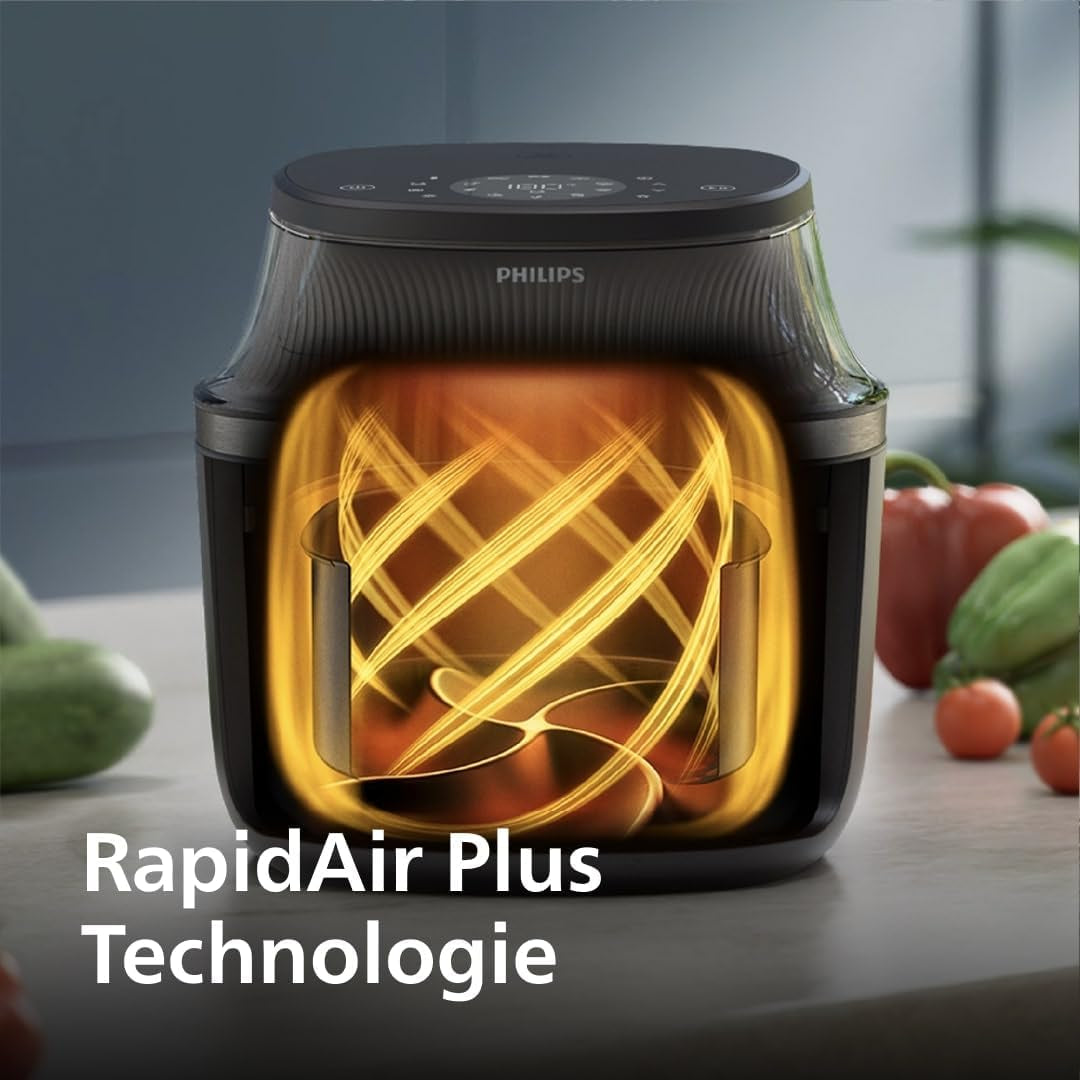 Philips Airfryer 3000 Series 6,2 L, Finestra di cottura, 16 funzioni di cottura in 1, Tecnologia Rapidair plus, Rimozione grasso, Applicazione ricette Homeid Appliances Naty Shop