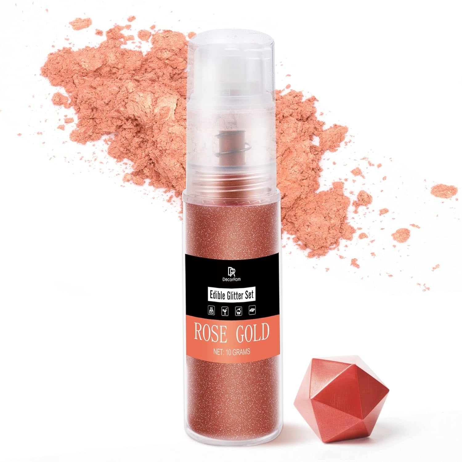 DecoRom, glitter commestibile, polvere, 10 grammi Glitter Naty Shop Roségold