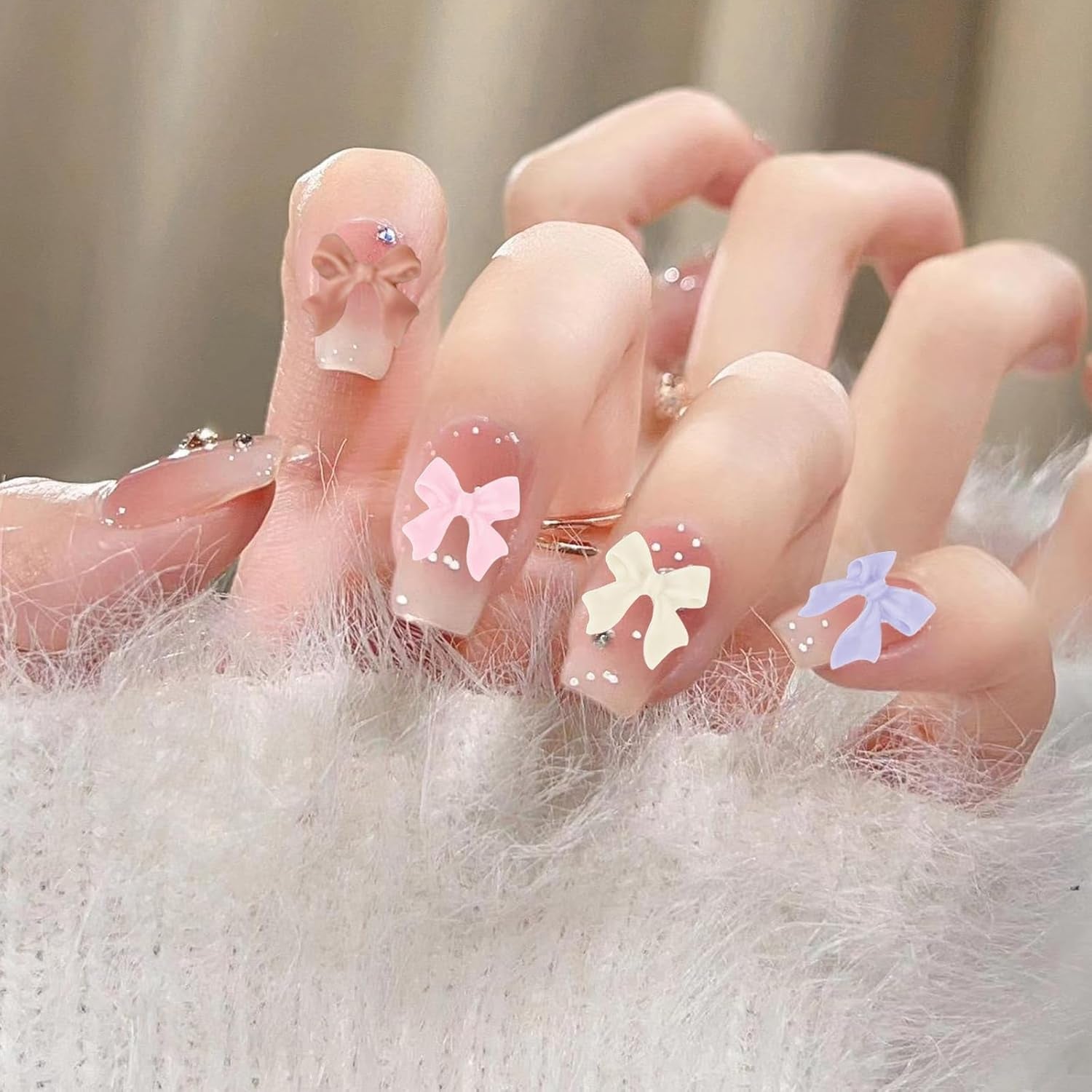 500 pezzi 3D Nägel Charm Schleifen Charms Nägel Nail Art Charms Schleife Nagel Charms Nägel Nail Art Schleifen Nageldekorationen Mit Aufnahmewerkzeug Für Frauen und Mädchen Nagel-Diy-Zubehör