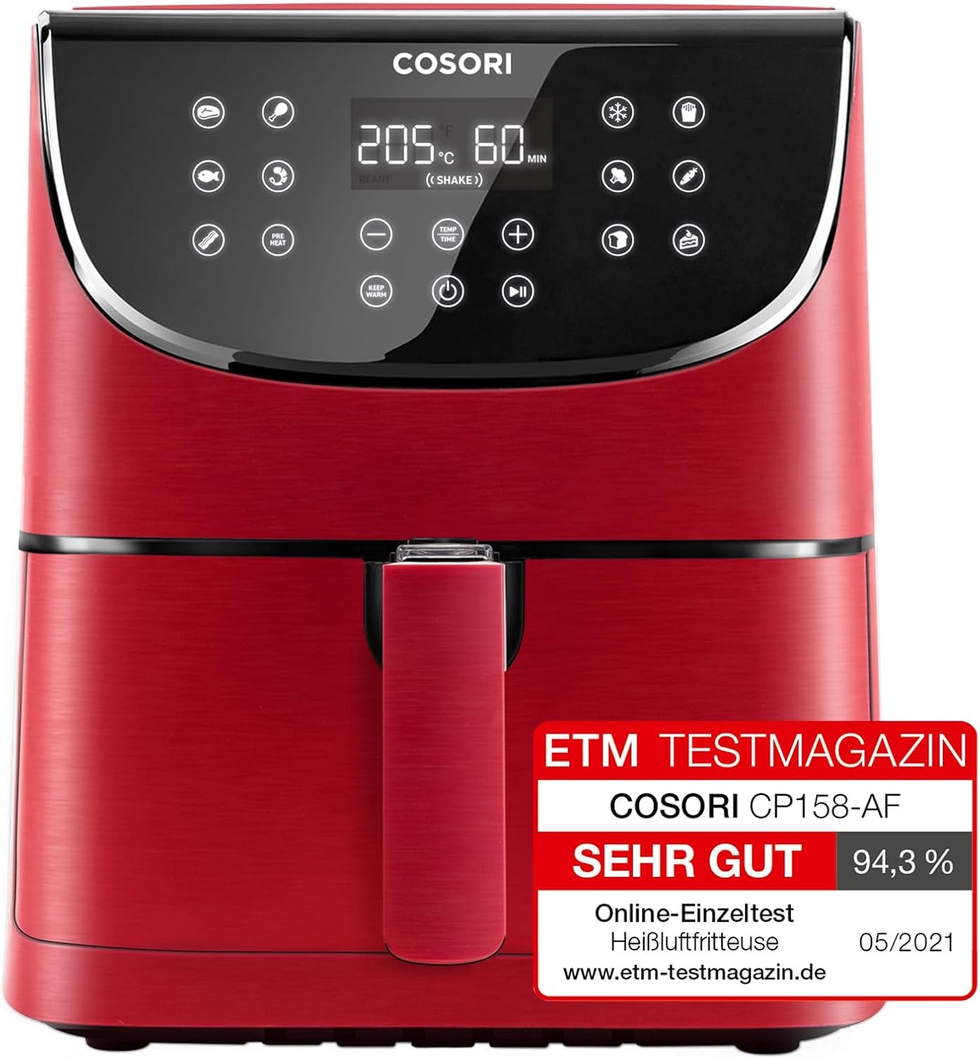 COSORI Friggitrice ad Aria Calda Airfryer, Friggitrice ad Aria Calda 12 in 1 XXL 6,2 L, Friggitrice ad Aria Calda con Finestra di Visualizzazione e Promemoria di Mescolamento, 80 Ricette Elettrodomestici Naty Shop Rosso 5,5 L Premium