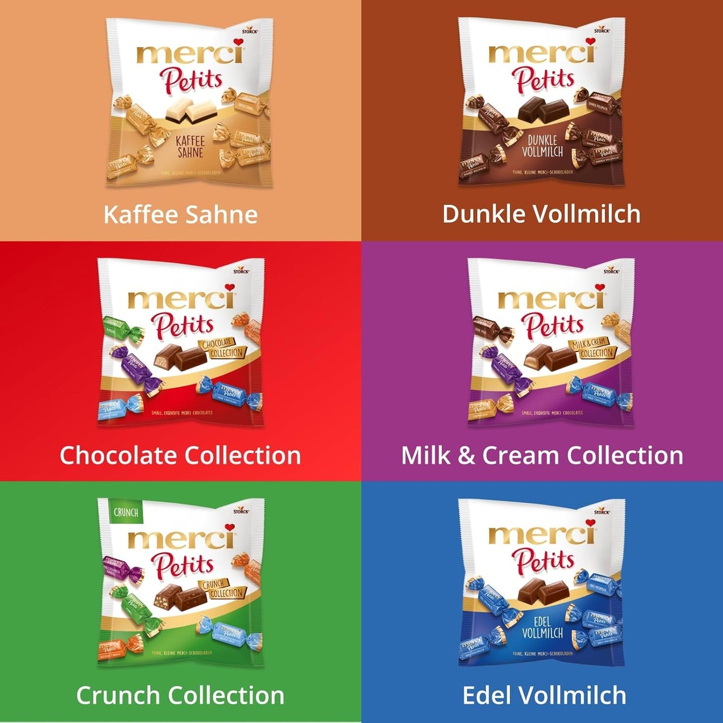 Merci Petits Coffee Cream - 12 x 125g - Piccole Praline di Cioccolato Bianco su Finissimo Cioccolato con Crema al Caffè - Praline di Cioccolato Confezionate Singolarmente