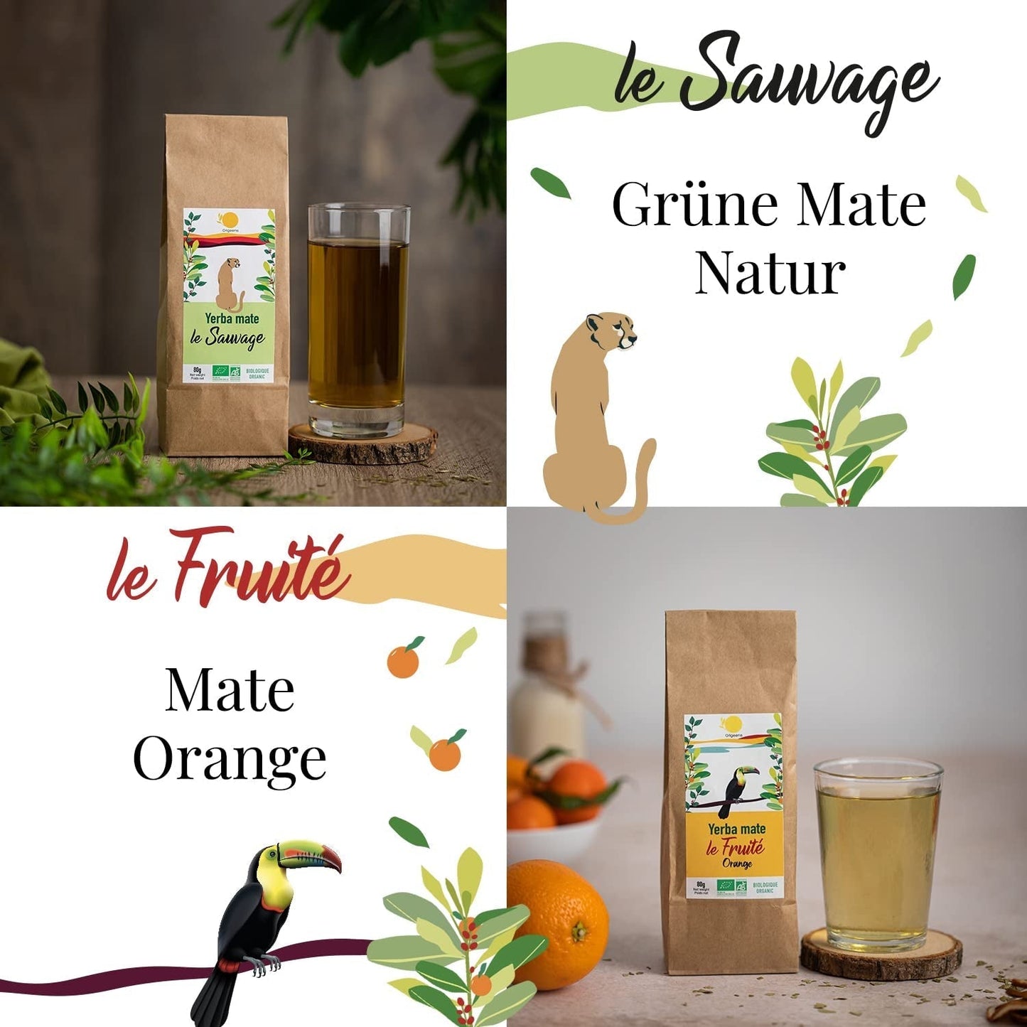 SET REGALO TÈ ORIGEENS BIO MATE X4 I Yerba Mate Bio 4X80G I Set da tè Yerba Mate, idea regalo