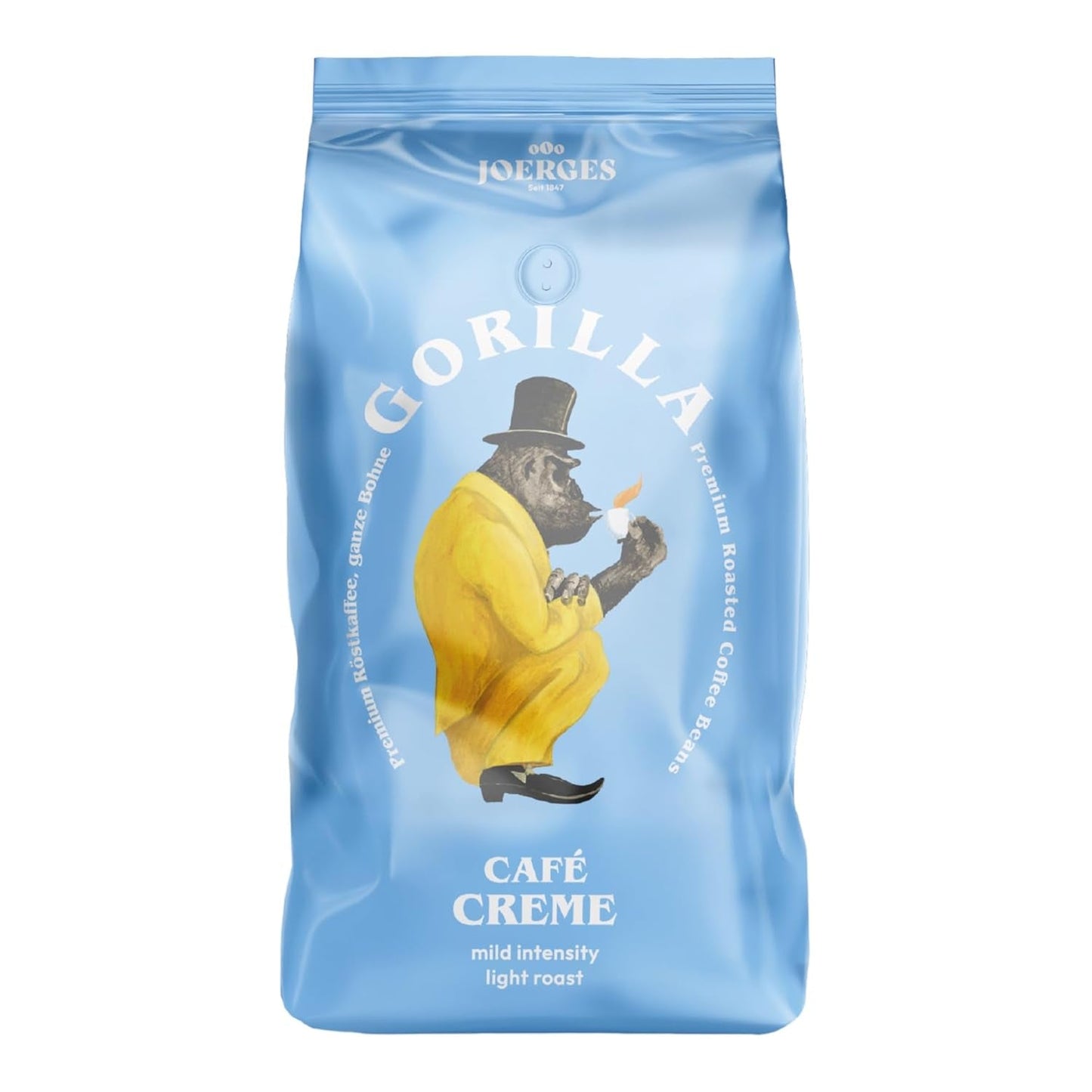 Gorilla Café Creme 6x 1000g | 100% Arabica tradizionale-Bohnen | Ideale Volllautomaten Crema Aroma armonico | geriger Koffeingehalt helle Röstung | Vorratspackung
