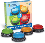 Learning Resources Cicalino con luci e suoni Giochi educativi a partire da 3 anni Giocattolo con domande per bambini con 4 suoni diversi per serate di gioco e aule Giocattoli per bambini Naty Shop, batterie non incluse, set da 4