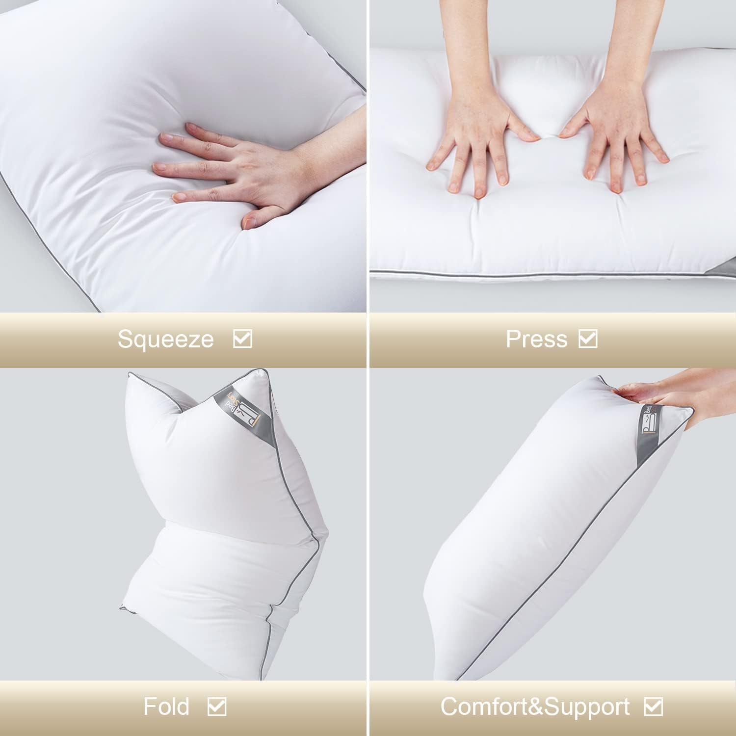 Cuscino Bedstory, Confezione da 2, Qualità alberghiera, Cuscino per dormire alternativo, di supporto, ipoallergenico per pancia, schiena e chi dorme sul fianco Naty Shop Cuscini standard