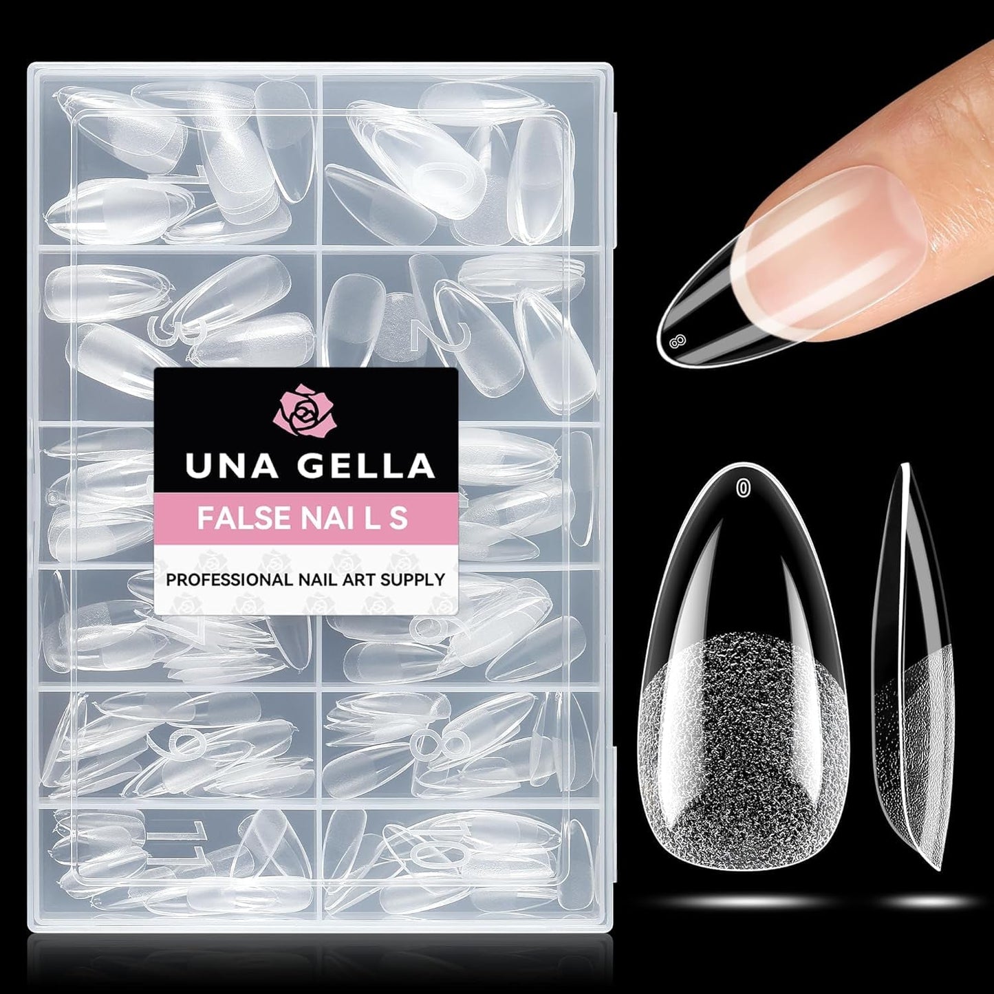 Punte per unghie in gel ballerina 216 pezzi 12 dimensioni Punte per unghie in gel morbido Copertura completa Set di estensioni per unghie Semi opaco Fai da te Home Art