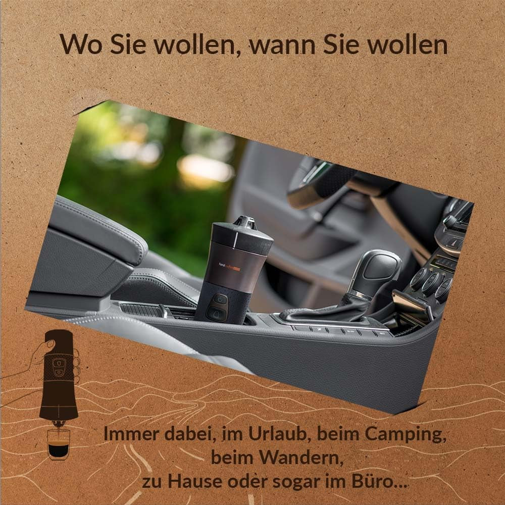 Handpresso - Handcoffee Auto 21000 | Macchina per caffè espresso per auto da 12 V - Macchina per caffè espresso da 12 Volt per auto | Macchina per caffè espresso Senseo Pad per auto - Macchina per caffè espresso da viaggio 12V | Espressore da 12 Volt per camper