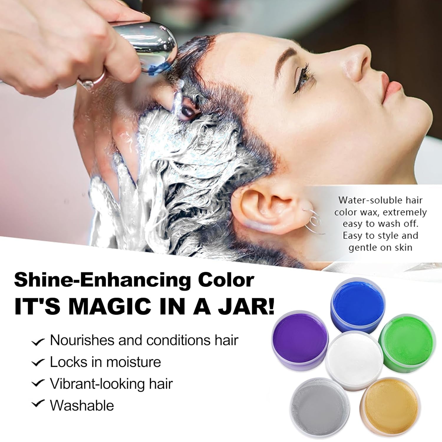 Tintura temporanea per capelli verde, Tonalità per capelli per uomo e donna, Pomata naturale per capelli, Cera colorante per capelli per feste, cosplay e Halloween, Natale, Tintura temporanea per capelli in crema (100 g, Verde) Naty Shop Tinture per capelli