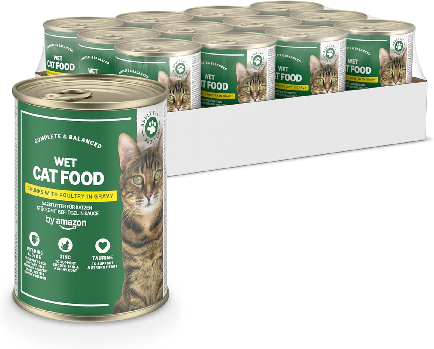 di Amazon Katzenfutter, nass, Dose, Stücke mit Geflügel in Sauce, 12 x 415 g