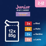 Felix As Good As It Looks Junior Alimento umido in gelatina per gattini, mix assortiti, conf. da 6 (6 x 12 buste da 85g ciascuna)