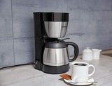 Cloer 5009 Caffettiera con filtro Keep Warm per un massimo di 8 tazze 800 W con caraffa isolata in acciaio inossidabile 1x4 tazza con filtro nera