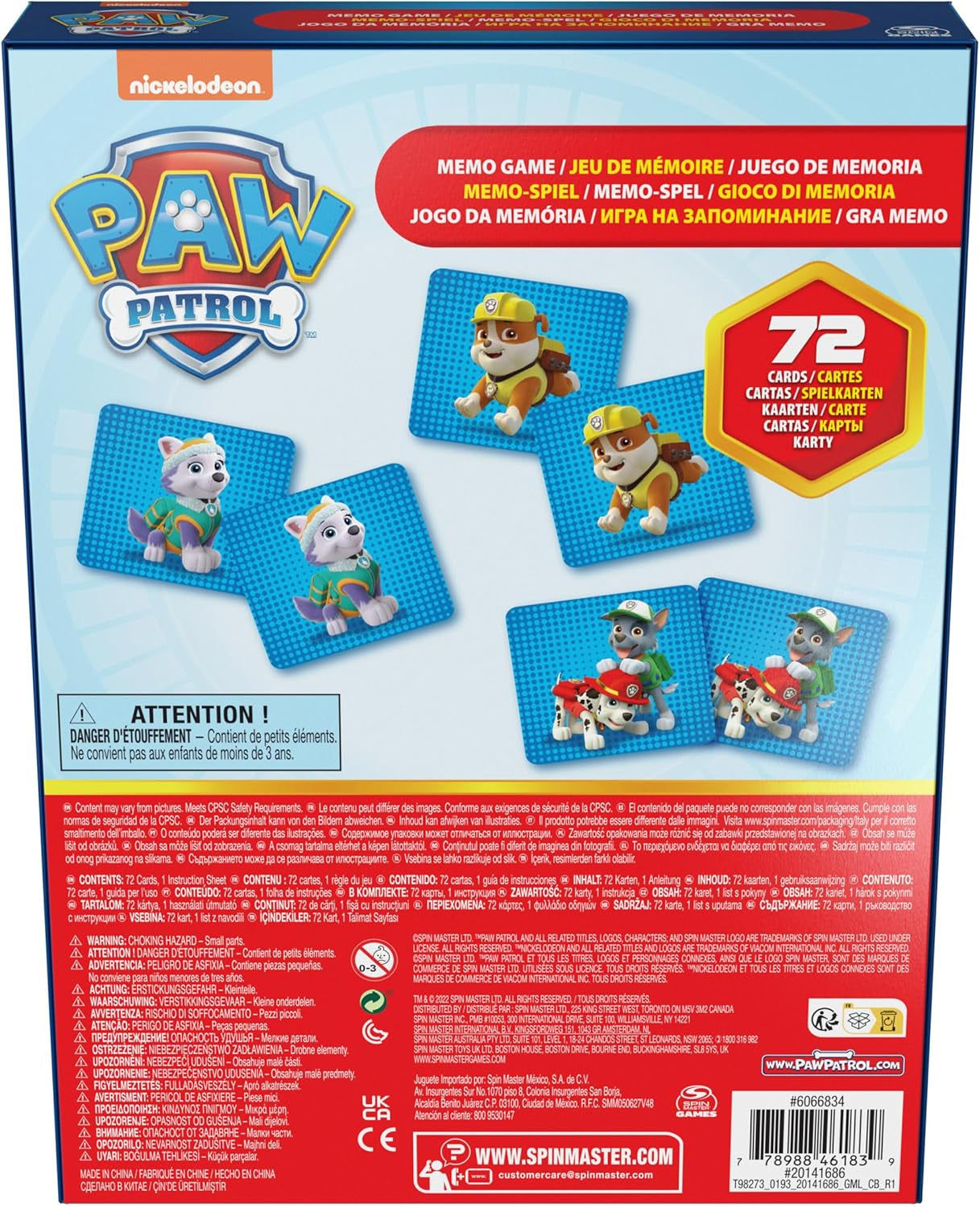 Spin Master Giochi Paw Patrol, gioco di memoria, giocattolo Paw Patrol, Chase, Stella, Marcus, Ruben, giochi di memoria con libri, per bambini dai 4 anni Action figures Naty Shop