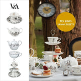 Set teiera e tazza Alice nel Paese delle Meraviglie per 1 persona in confezione regalo, servizio da tè in fine porcellana, bianco, 250ml