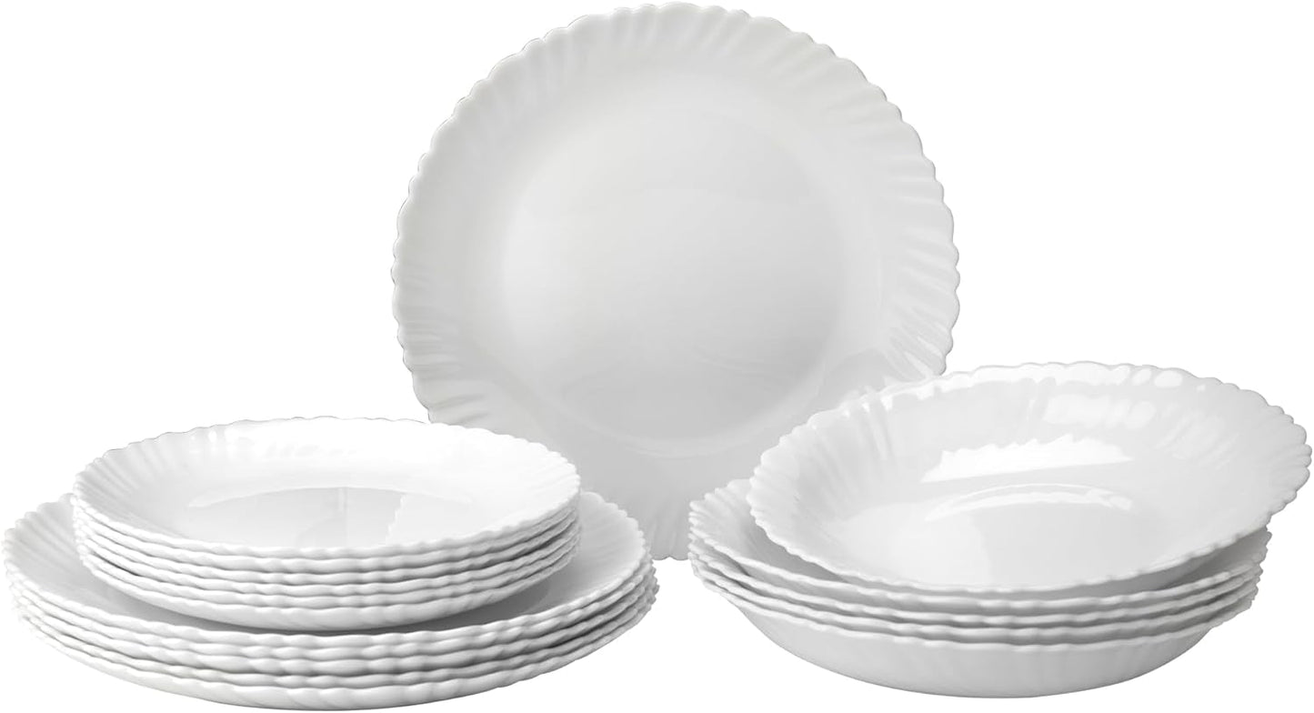 Servizio Piatti per 6 - 18 Pezzi - Servizio Piatti in Vetro Opale - Servizio Piatti Bianco - Set Ciotole e Piatti - Servizio Piatti Moderni - Piatti - Servizio da Tavola - Servizio Piatti per 6