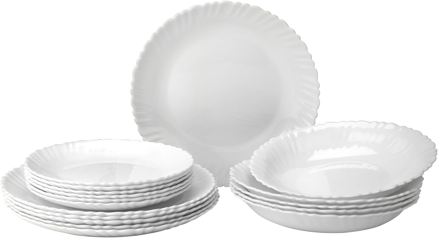 Servizio Piatti per 6 - 18 Pezzi - Servizio Piatti in Vetro Opale - Servizio Piatti Bianco - Set Ciotole e Piatti - Servizio Piatti Moderni - Piatti - Servizio da Tavola - Servizio Piatti per 6