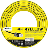 Tubo da giardino Cellfast GIALLO, leggero, durevole, 4 capi, treccia incrociata durevole, resistente ai raggi UV e alle alghe, antitorsione, tecnologia REACH, 20 bar, -10/+50°C, chiusura 3/4", 20 m