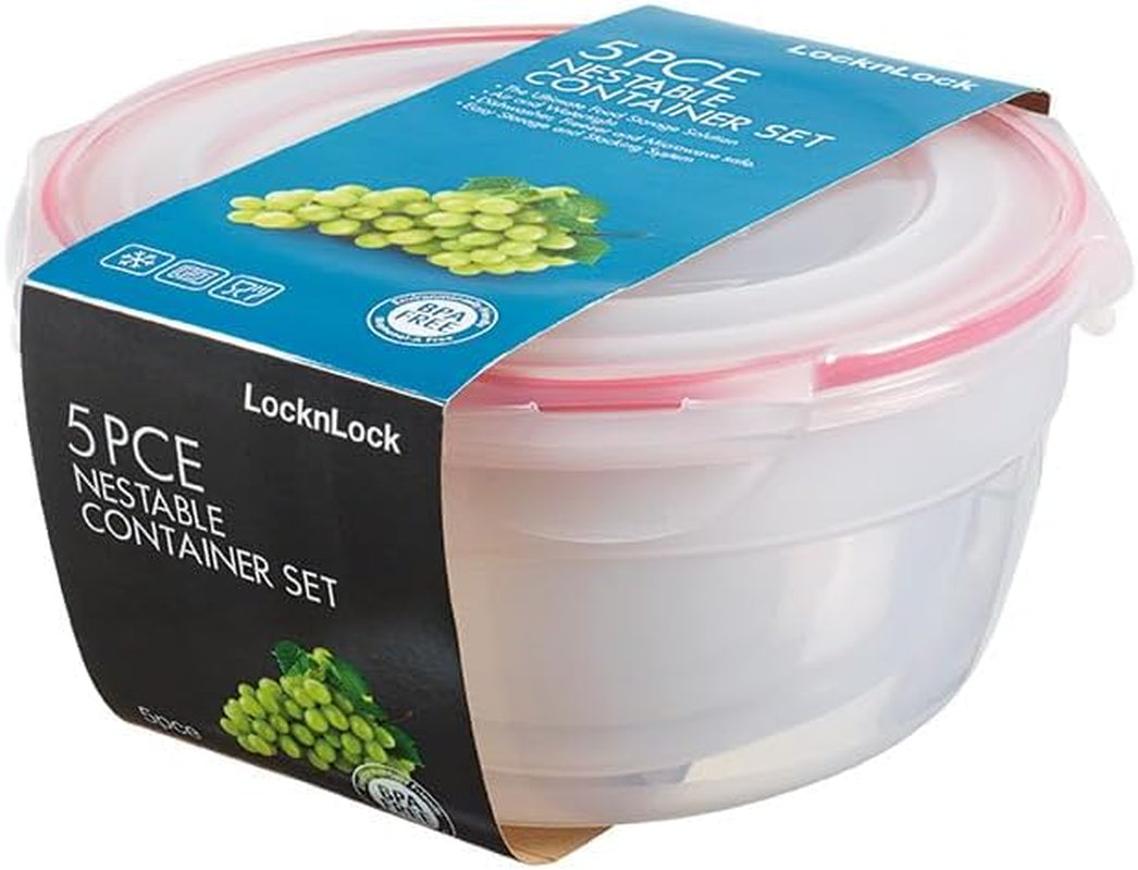 LocknLock PP Classic barattoli per la conservazione degli alimenti set 5 pezzi | 180 ml, 350 ml, 600 ml, 870 ml, 3,6 l | 100% a tenuta d'aria e acqua | senza BPA | organizer per congelatore e frigorifero | lavabili in lavastoviglie e adatti al microonde Contenitori per alimenti Naty Shop Rotondi 5 pz. (multicolore)