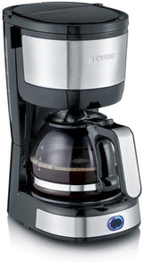 Macchina per caffè espresso compatta SEVERIN, caffè aromatico con macchina da caffè fino a 4 tazze, macchina per caffè espresso con filtro e filtro oscillante permanente, acciaio inossidabile/nero, KA 4808