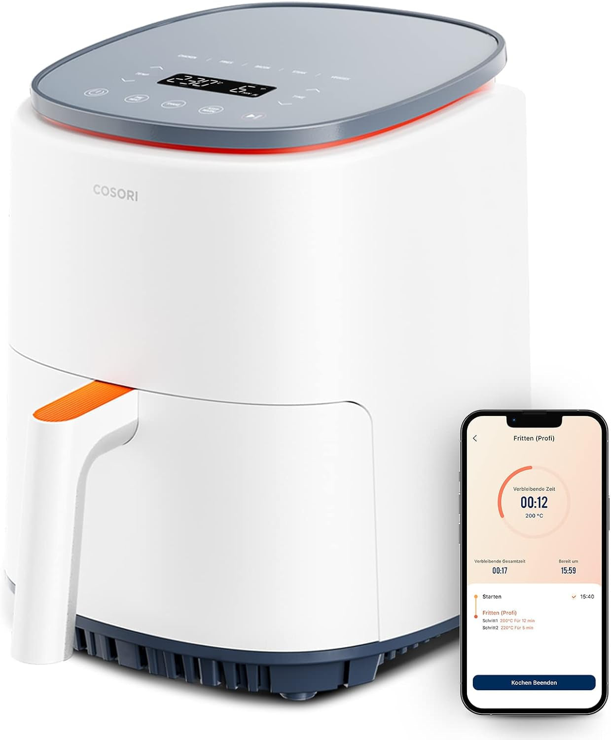 COSORI Friggitrice ad Aria Calda Airfryer, Friggitrice ad Aria Calda 12 in 1 XXL 6,2 L, Friggitrice ad Aria Calda con Finestra di Visualizzazione e Promemoria di Mescolamento, 80 Ricette Elettrodomestici Naty Shop Bianco Perla 3,8 L Compatta