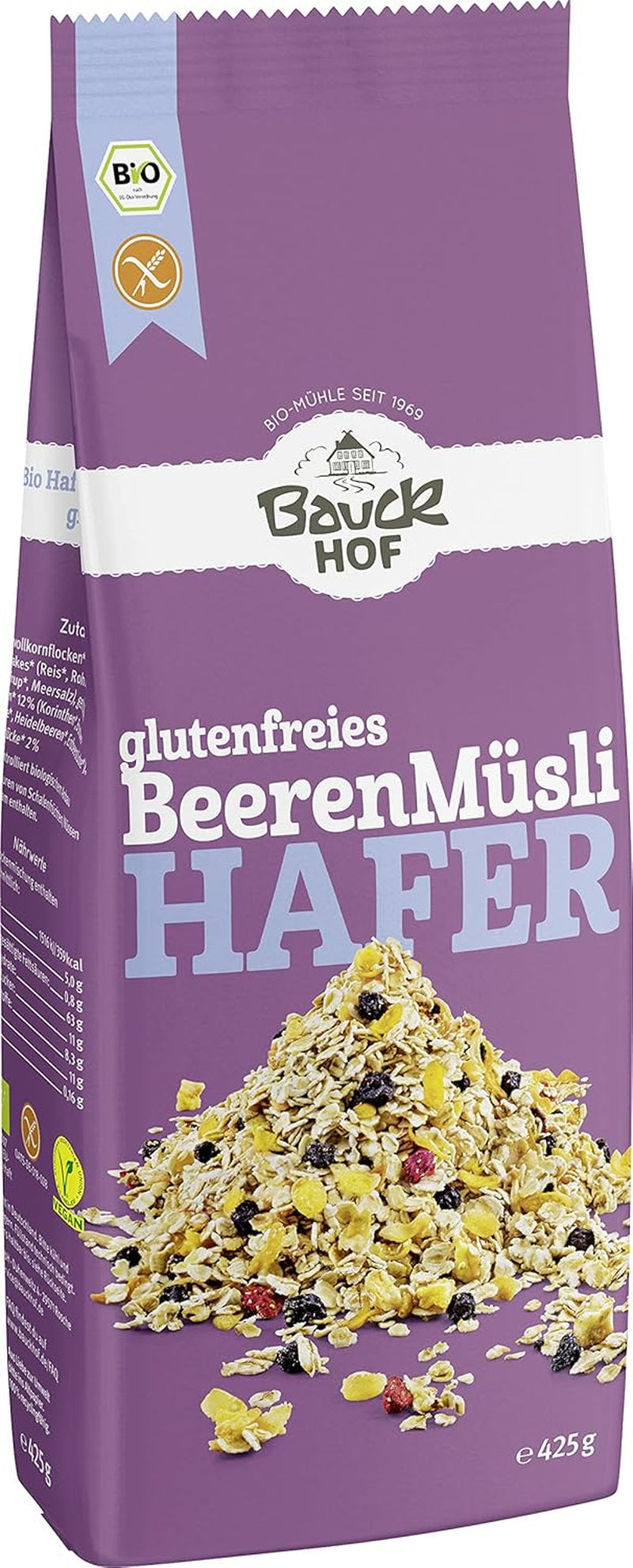hof muesli d'avena con frutti di bosco, senza glutine (425 g) - Bio