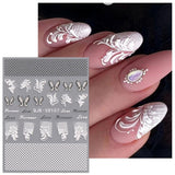 JMEOWIO 3D Nagelsticker Schwarz Weiß Blume Nail Art Sticker Self-klebend Nagelaufkleber 5D Stereoscopic Blumen Dekoration Nageldesign Zubehör 4 Blatt