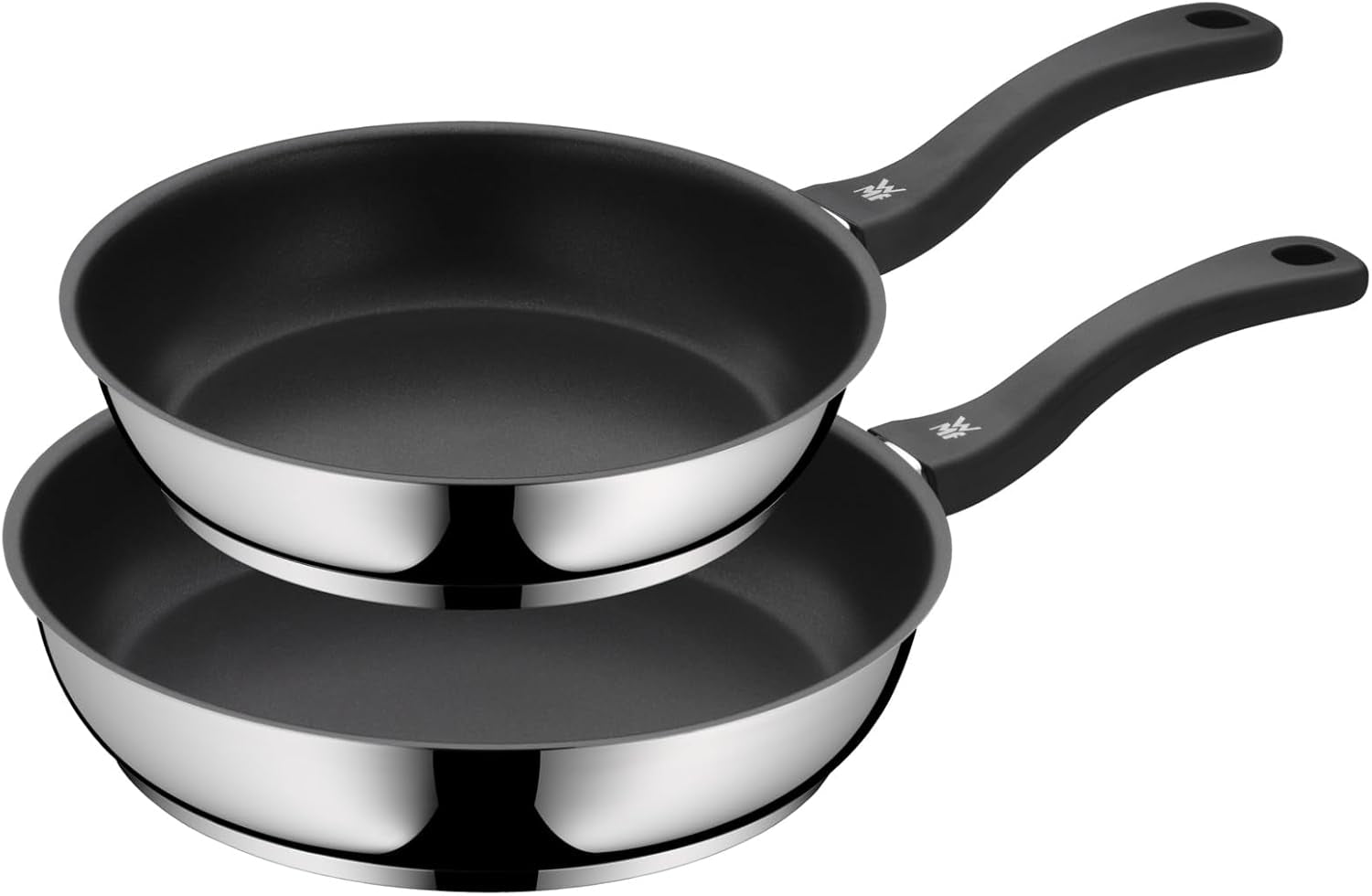 WMF Devil Pfannenset 2-Teilig, Bratpfanne 28 Cm + 24 Cm, Pfanne Induktion, Cromargan Edelstahl Beschichtet, Kunststoffgriff Naty Shop