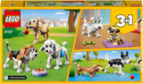 LEGO Creator 31137 Set simpatico cane 3 in 1 con personaggi di animali bassotto, carlino, barboncino e altri, giocattolo per bambini 7+, regalo per gli amanti dei cani Set di costruzione Besuche den LEGO-Store