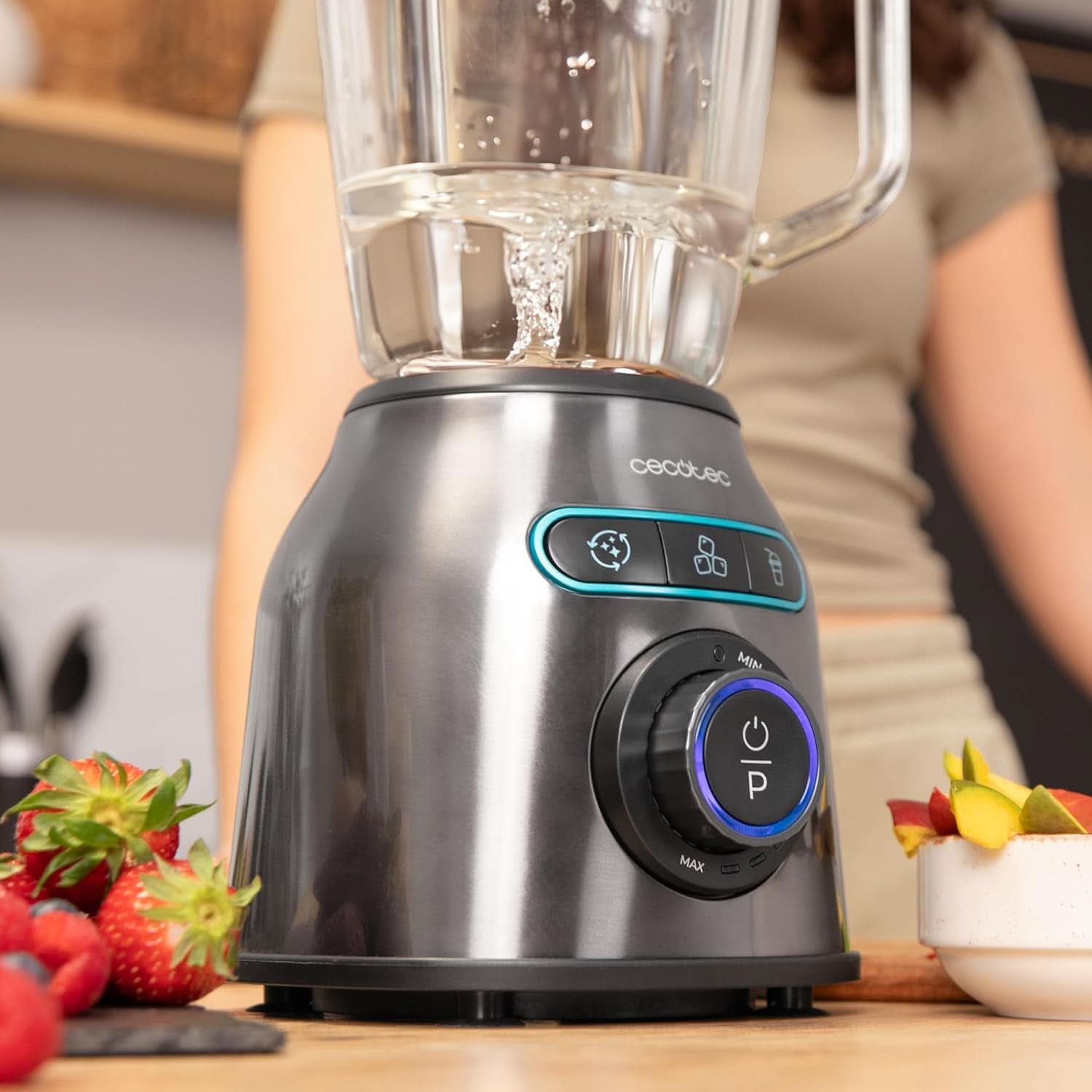 Robot da cucina Cecotec Power Black Titanium 2200MAX Smooth, 2200 W Maximale Leistung, 6 Klingen Aus Edelstahl, Funzione Ice Crush, Funzione Turbo e Smoothie, Funzione Autoclean Kitchen Naty Shop