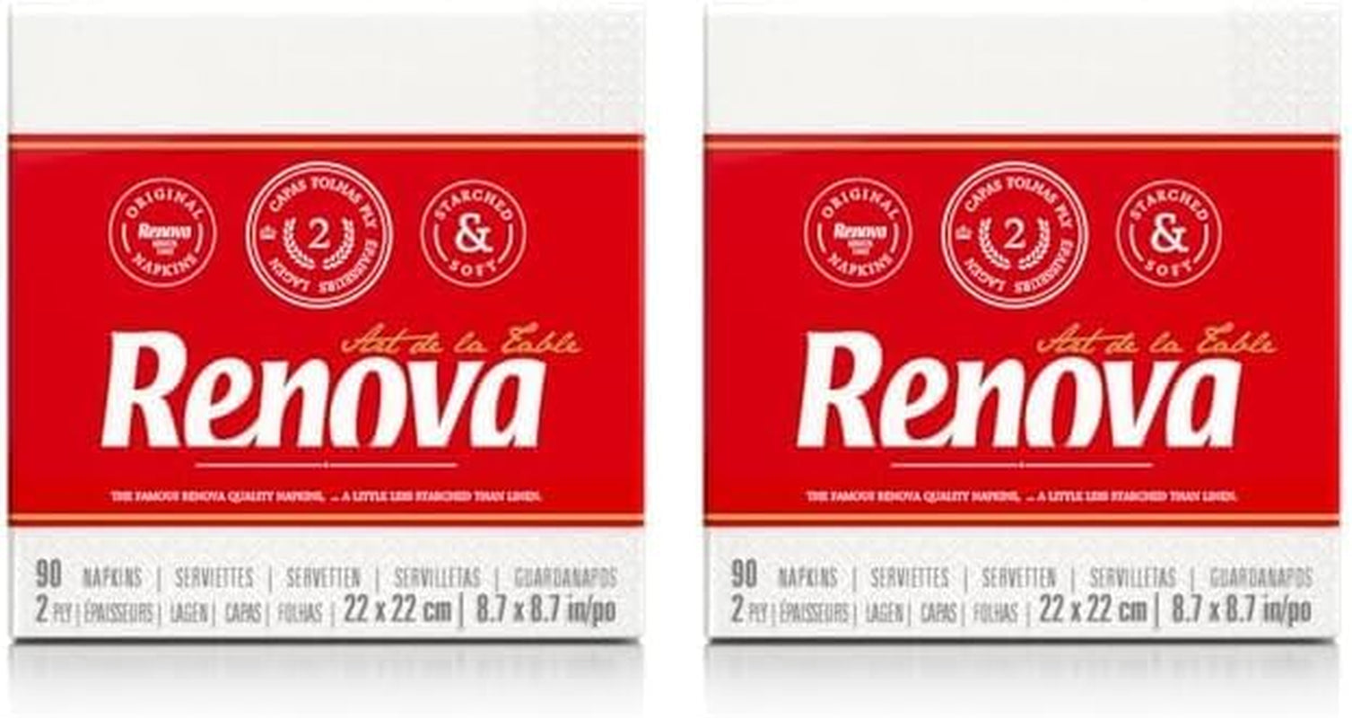 Tovaglioli di carta Renova, stile cocktail da tavola bianco - 90 tovaglioli (confezione da 2)