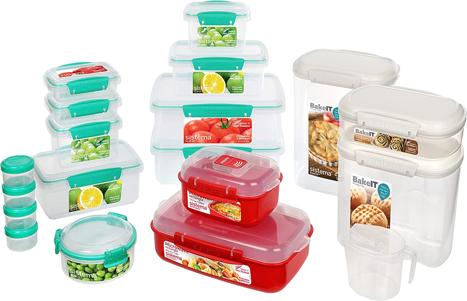 Contenitore per la conservazione del sistema KLIP IT, confezione da 6 scatole per la conservazione degli alimenti Naty Shop Confezione iniziale per cucina in colori misti