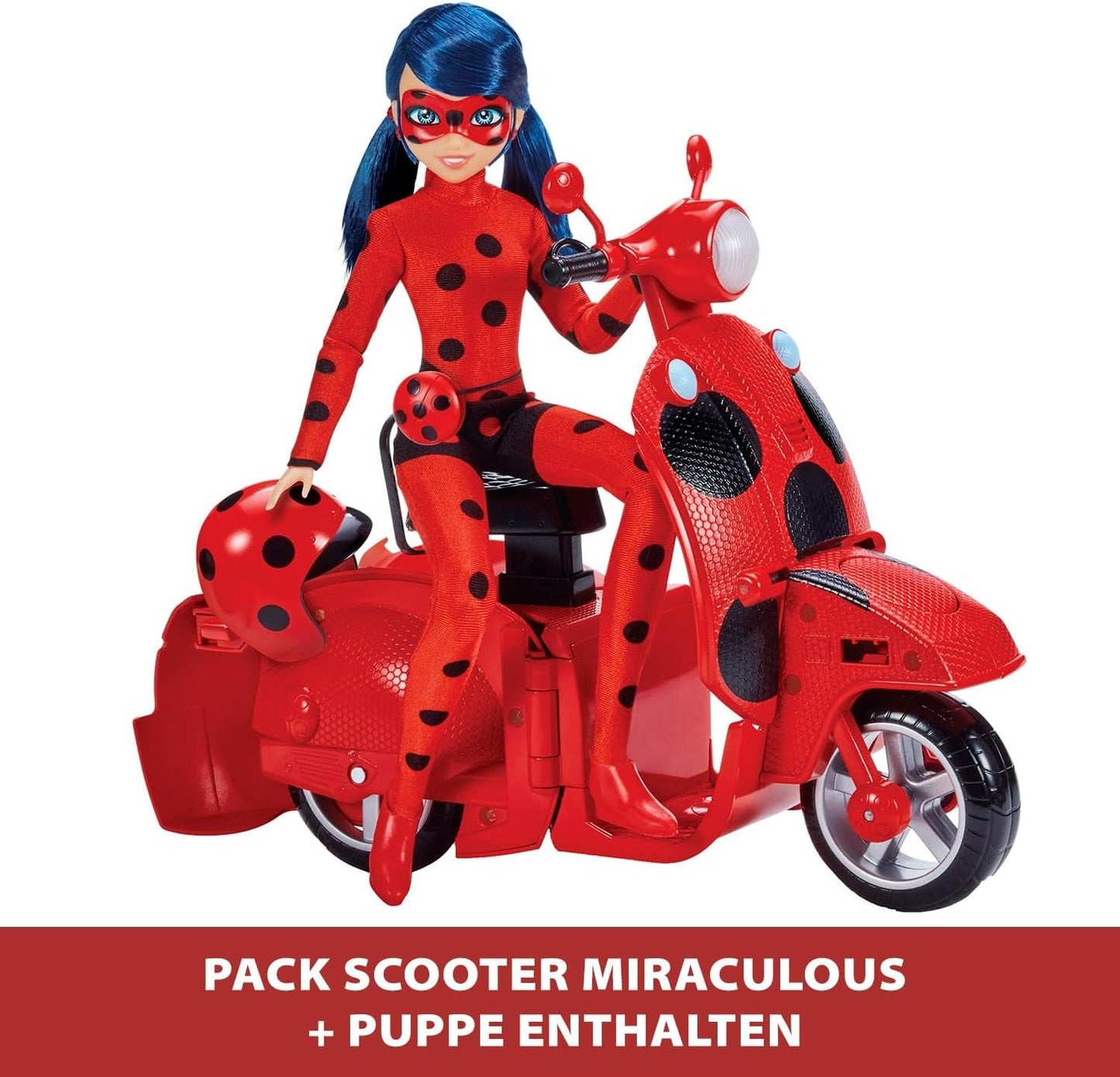 Bandai - Miraculous Ladybug - Miraculous Switch'n Go Scooter + Bambola articolata Ladybug Lucky Charm da 26 cm - P50668