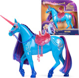 Unicorn River Unicorn Academy - Unicorno originale Isabel della serie Netflix alto 28 cm, con vera criniera e coda, briglie, sella e spazzola rimovibili, per bambini dai 4 anni in su