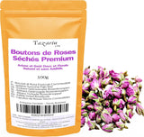 Boccioli di rosa commestibili premium da 100 g - infuso di petali di rosa Atlas essiccati - gusto e aroma dolce e floreale - 100% naturale, puro e senza additivi | Tazarin Ltd