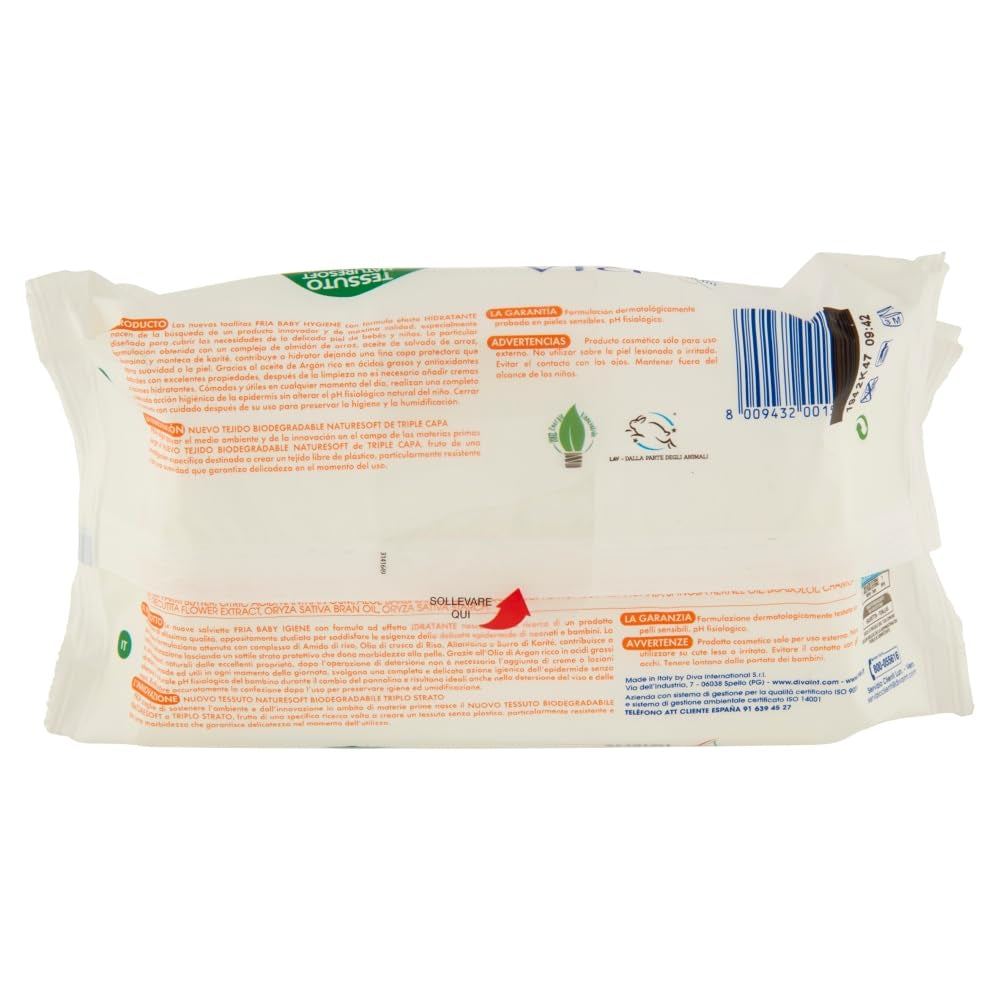 Salviette umidificate, confezione da 2 (144 salviette)