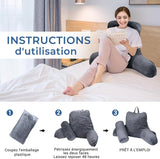 INFANZIA cuscino da lettura ergonomico con braccioli, supporto schienale in memory foam, grigio, M