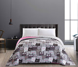 Decoking 32350 Copriletto 220X240 Cm Copriletto double face in microfibra di facile manutenzione Beige Marrone chiaro Marrone cacao Grigio Acciaio Antracite Grafite Nero Bianco Rosa Gatti Invasione di gatti Letti e Coperte Beuche den DecoKing-Store