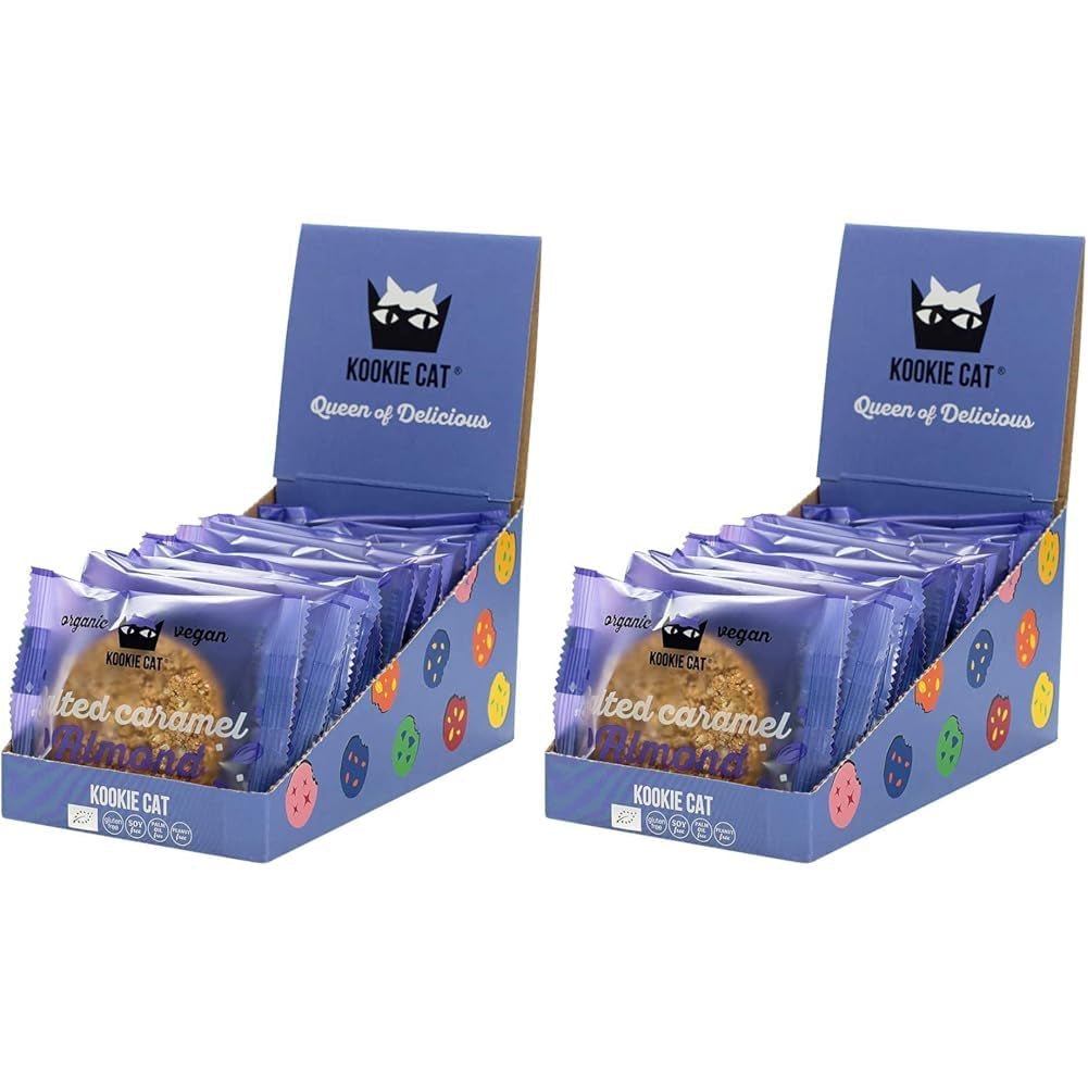 Biscotti alle mandorle vegani al caramello salato - Confezionati singolarmente Avena alle mandorle biologica senza glutine e senza soia - Confezione multipla da 12 x 50 g (confezione da 2)