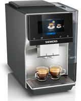 Macchina per caffè espresso automatica Siemens EQ700 classic TP715D01, controllo tramite app, cold brew, display touch intuitivo, fino a 10 creazioni di caffè individuali come preferite, pulizia automatica a vapore, 1500 W, grigio argento