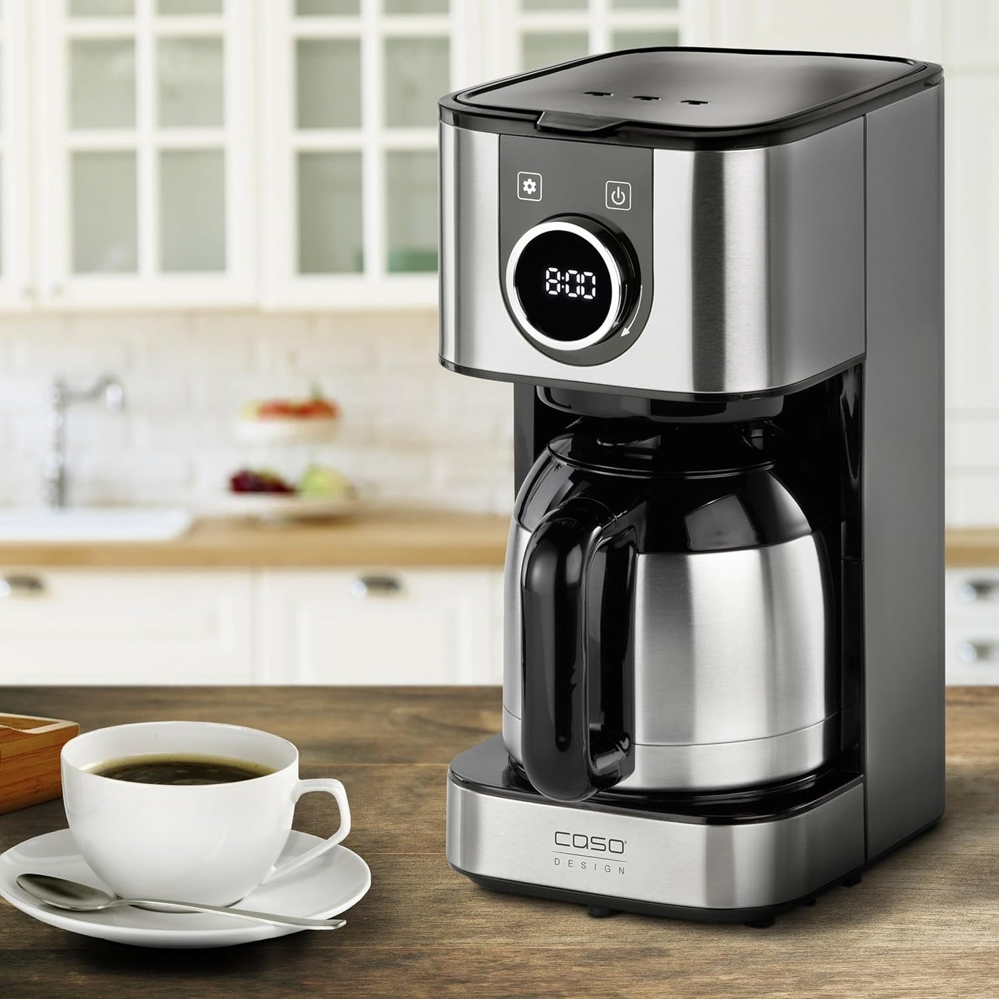 Caffettiera CASO Selection C 10 Thermo Design – Corpo in acciaio inox, caraffa isotermica da 1,2 l (10 tazze), comandi touch e timer, funzione Aroma PLUS, filtro permanente, filtro antigoccia