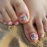 Set unghie finte adesive - Unghie finte francesi - 24 pezzi Design quadrato corto Unghie artificiali con sfumatura rosa bianca e manicure con ballerina (Short Pink Gradient)
