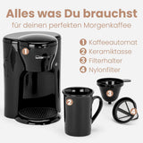 Caffettiera Clatronic® da 1 tazza | Macchina per caffè espresso perfetta per single | Macchina per caffè espresso con filtro, inclusa tazza in ceramica | Piccola macchina per caffè espresso con filtro, ideale per i viaggi | KA 3356