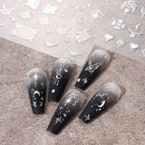 Adesivi per unghie metallizzati argento 3D, adesivi per unghie per donne, stella, luna, sole, lamina per unghie, adesivi autoadesivi, adesivi per unghie farfalla, adesivi per unghie, accessori per design delle unghie, 8 pezzi