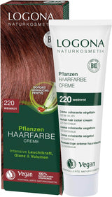LOGONA Natural Cosmetics Crema colorante vegetale per capelli 240 Castano nocciola, Crema colorante naturale per capelli castani all'henné, Crema colorante toni castani, Tinta per capelli scuri, 150ml Naty Shop Tintura per capelli 220 Rosso vino [Tiziano]