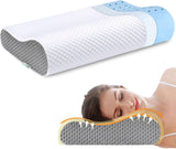 Cuscino Memory Foam, Cuscino Di Supporto Per Il Collo, Cuscino Collo ergonomico Per Diverse Posizioni Del Sonno Con Fodera Sfoderabile Cuscini Ortopedici Cervicali Naty Shop Grigio-Bianco
