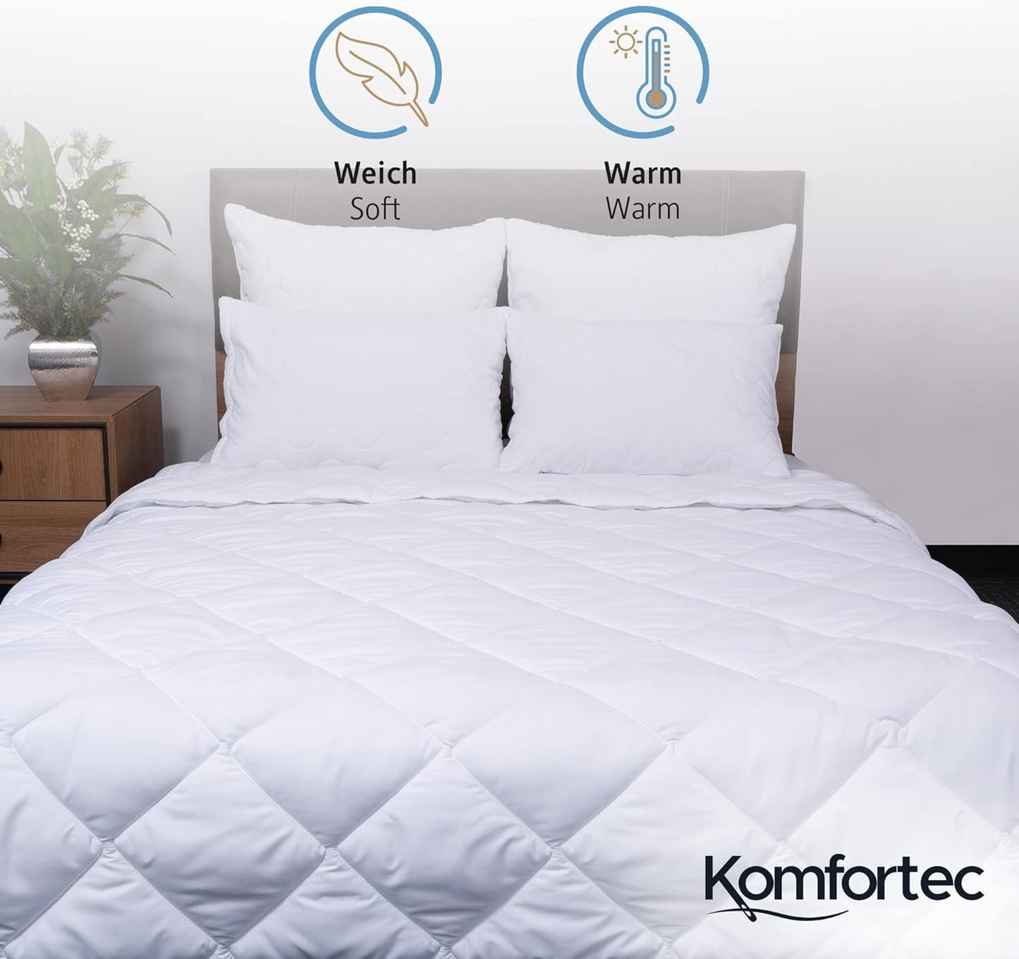 Coperta Estiva Komfortec 135X200 Cm, 170G/m², Coperta estiva sottile e leggera, coperta anallergica, Bianco Trapunte e Piumini Naty Shop