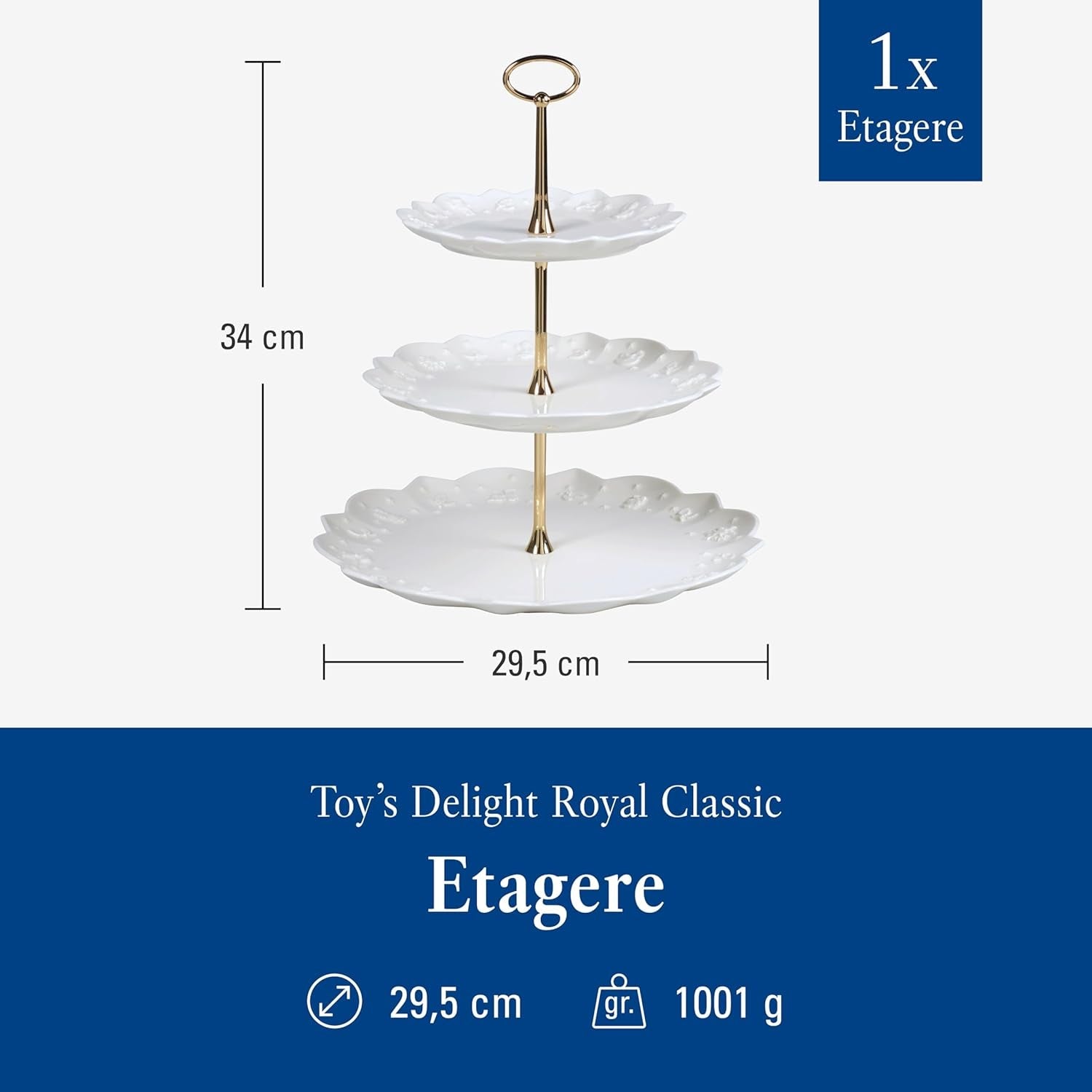 Villeroy & Boch Toys Delight Royal Scaffale classico, espositore decorativo a più livelli per biscotti, pasticcini e piccole porzioni di torta, porcellana Premium, bianco