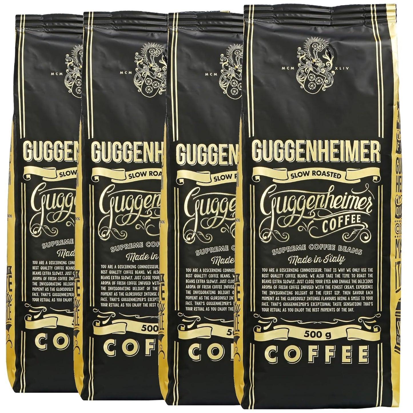- Kaffeebohnen 2kg - Geröstet extra lento - wenig Säure und Bitterstoffe - Barista-Qualität - Finest Cream - Best Espresso für Fullyautomaten - 4 x 500 g