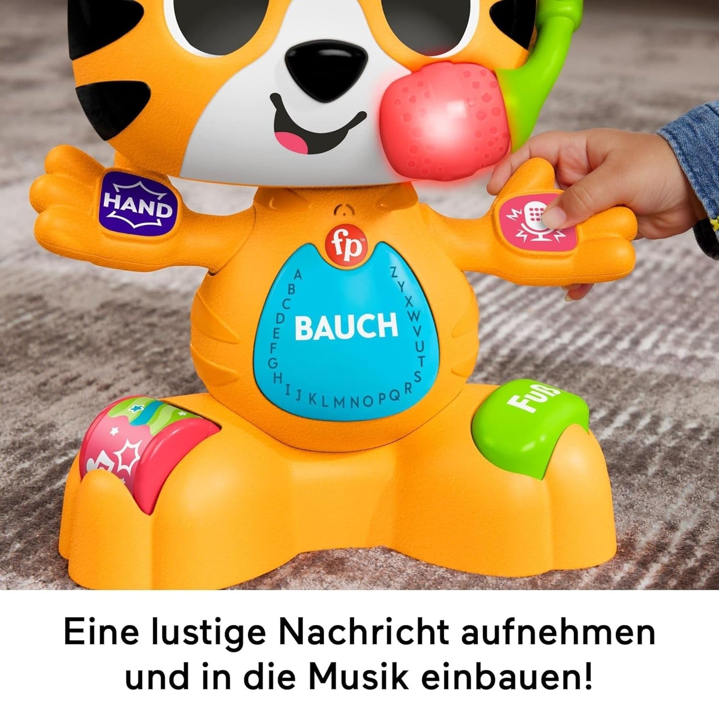 Fisher-Price Beat Bande Lern & Tanz Tiger Justin Giocattolo educativo per neonati e bambini con suoni e luci per bambini da 9 mesi in su, edizione tedesca, HYL31 Giocattoli per bambini Naty Shop